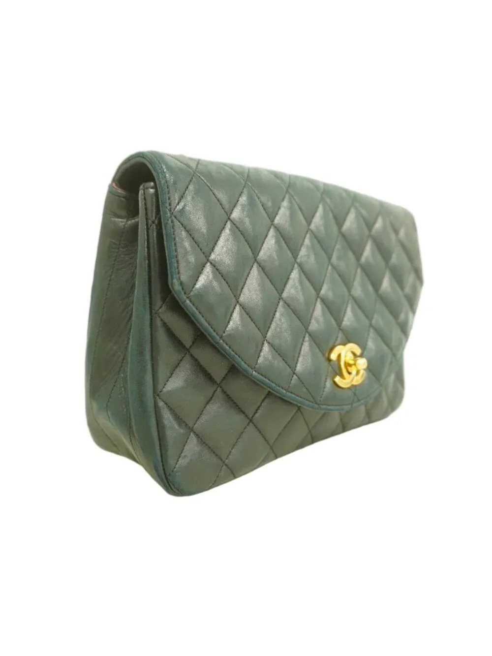 Chanel Shoulder Bag Quilted Lambskin Black Gold
